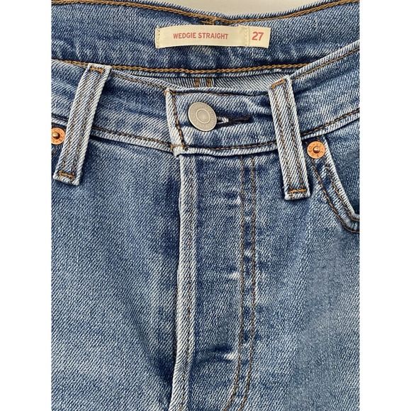 Levi's Wedgie Straight Jeans Womens 27X27 High Rise Snug Hip Thigh Buttonfly - Picture 2 of 8
